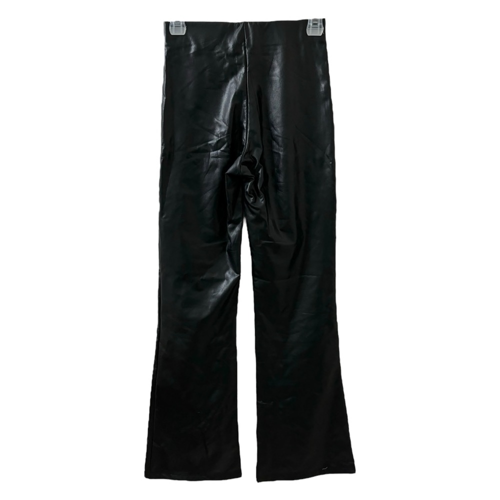 Forever 21 Black Vegan Faux Leather Pants Pull On High Rise Flare Leg Women’s S